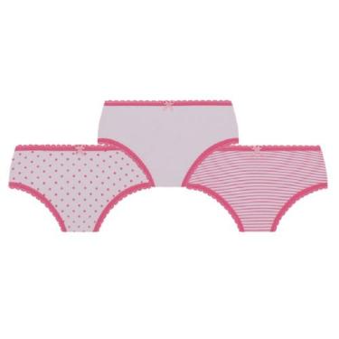 Imagem de Kit 3 Calcinhas Lupo Confortável Rosa Infantil Meninas, M, Rosa kit 3