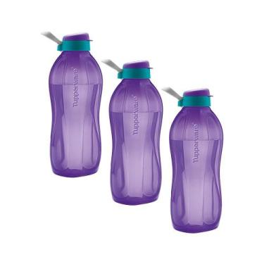 Imagem de Kit 3 Garrafas de Água Tupperware Eco Tupper Orquídea 2L