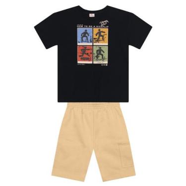 Imagem de Conjunto infantil menino em moletinho de skate Brandili, 8, Preto