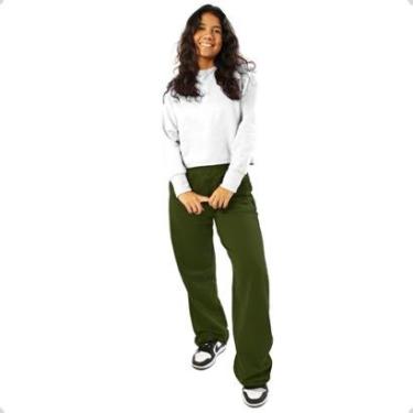 Imagem de Conjunto Moletom Feminino Blusa Cropped e Calça Pantalona-Feminino