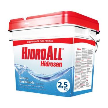 Imagem de Cloro Para Piscina Hidrosan Plus Hidroall Balde Pequeno 2,5kg Estabili
