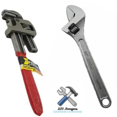 Imagem de Kit-1 Chave de Grifo 10"Pol 250mm Stillson +1 Chave Inglesa 10" 250mm 
