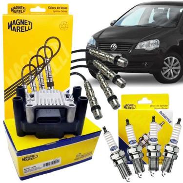 Imagem de Kit Cabo + Bobina + Velas Polo 1.6 8V Flex Original - MAGNETI MARELLI,