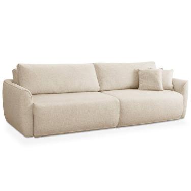 Imagem de Sofá Cama Retrátil 3 Lugares Para Sala de Estar 210cm Malva F04 Linho Bege - Lyam Decor