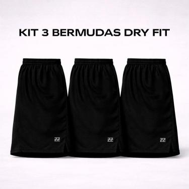 Imagem de Kit 3 Bermudas Masculinas Dry Esportivas Academia Treino Futebol Conforto Performance L...