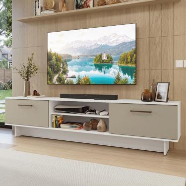 Imagem de Rack para TV até 80 Polegadas 218 cm 2 Portas Branco/Crema Agata Madesa