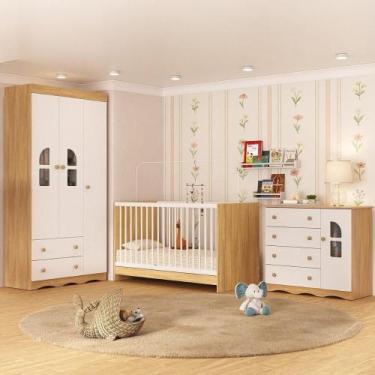 Imagem de Quarto De Bebê Completo Berço 3 Em 1 Para Colchão 130x60cm Liz Multimó