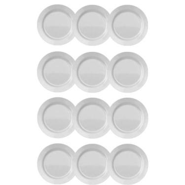 Imagem de Jogo 12 Pratos Rasos Menu 26cm Vidro Duralex Liso Branco - Nadir Figue