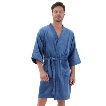 Imagem de Roupao Adulto Dohler Atoalhado Velour Azul, M