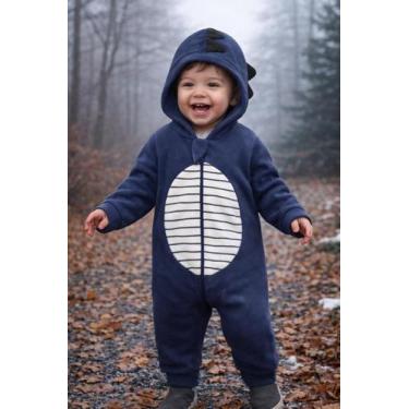 Imagem de Macacão Bebê Soft Menino Menina Inverno Quentinho Capuz Zíper RN ao 3 