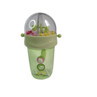 Imagem de Copo Infantil 390ml com Tampa Alça de Punho e Brinquedo - joy, Verde