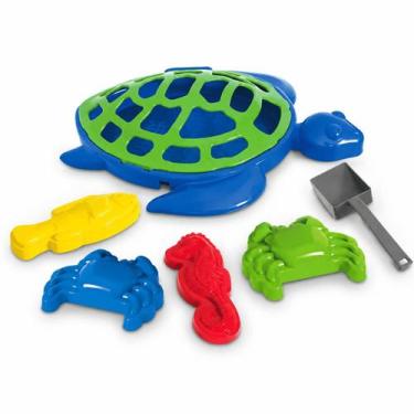 Imagem de Kit Praia Infantil Tartaruga DivPlast Com Peneira Pá E Forminhas Praia