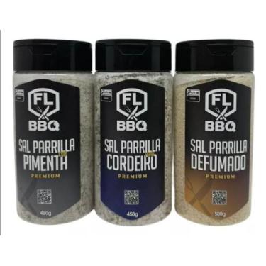Imagem de Kit sal parrilla temperado sabor defumado pimenta e cordeiro - FLBBQ
