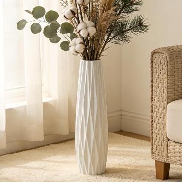Imagem de Vaso de chão branco 61 cm de altura de cerâmica flor vasos decorativos grandes para mes...