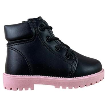 Imagem de Bota Coturno Infantil Bebê Menina Cano Curto Molekinha Cor:PretoTamanh