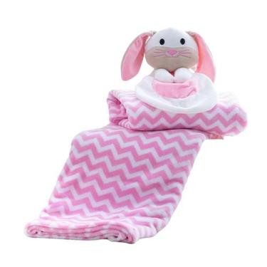 Imagem de Manta Para Bebê Com Naninha 1,00m x 0,75m Coelhinha Rosa Corttex