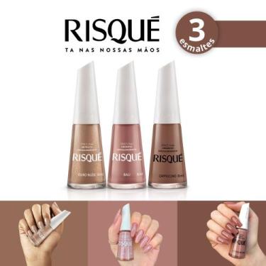 Imagem de Kit 6 Esmalte Risqué Cremoso Tons Rosas e Marrom nude Esmaltes Atacado