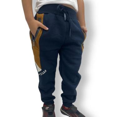 Imagem de Calça Moletom infantil Menino Flanelada De Frio Gangster, Azul, 04