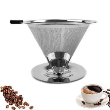 Imagem de Coador de Café Filtro Inox Lavável Reutilizável Cozinha Premium