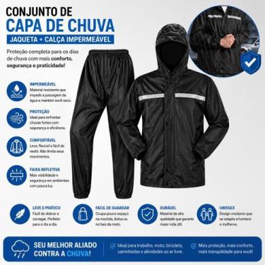 Imagem de Capa de Chuva Impermeável Motoqueiro Touca E Viseira Tam GG - generico