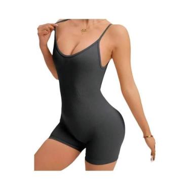 Imagem de Macacão De Yoga Feminino Em Cor Sólida Com Costas Cruzadas, Roupas De 