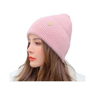 Imagem de Gorro Feminino De Inverno Quente De Tricô À Prova De Vento Cor Lisa Mu