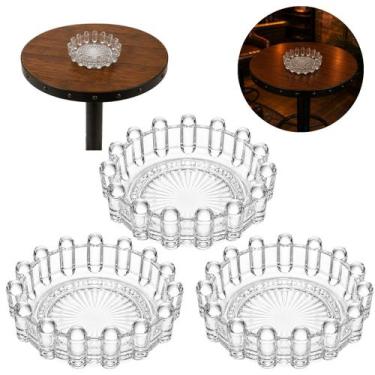 Imagem de 3 Cinzeiros Redondo Vidro Premium 13cm Sofisticado Luxo - New Goods