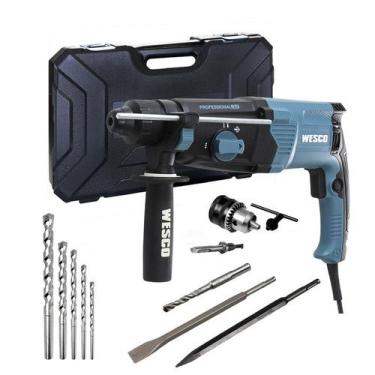 Imagem de Martelete Combinado romp Wesco 26mm Com Maleta 800w Ws3229k e kit broc