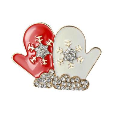 Imagem de Broches Clássicos Femininos De Natal Com Strass, Alfinetes Esmaltados 