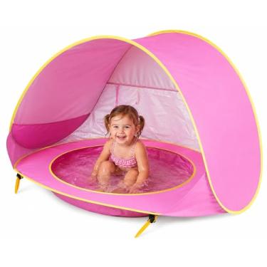 Imagem de EasyGo - Tenda Infantil com Piscina e Proteção UV (Rosa) para Bebês e Crianças na Praia
