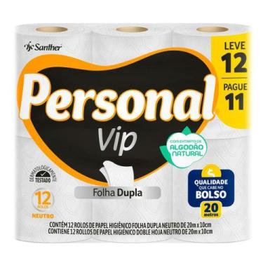 Imagem de Papel Higiênico Personal Vip Neutro Folha Dupla Leve 12 Pague 11 Unida