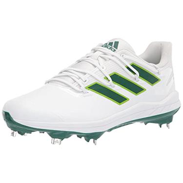 Imagem de adidas Tênis de beisebol masculino Adizero Afterburner 8, Branco/Team Dark Green/Team Semi Sol Green, 15
