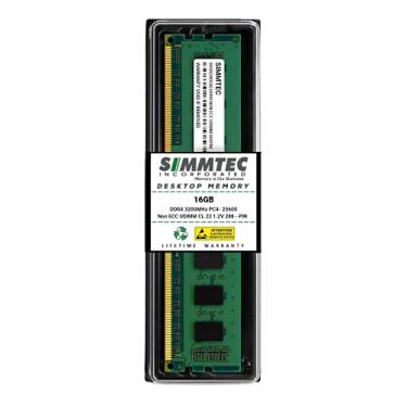 Imagem de Simmtec RAM 16 GB DDR4 3200 MHz DIMM PC4-25600 UDIMM Non-ECC CL22 1,2 V 288 pinos módulo de atualização de memória RAM