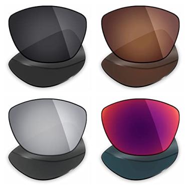 Imagem de Mryok 4 pares de lentes polarizadas de substituição para óculos de sol Oakley Jupiter – Stealth preto/marrom bronze/prata titânio/sol da meia-noite