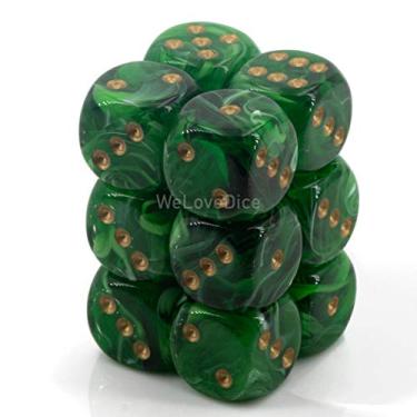 Imagem de Conjunto de dados DND - Chessex D&D Dice-16 mm Vortex verde e dourado conjunto de dados poliédricos de plástico - Dungeons and Dragons Dice Inclui 12 dados – D6, vários (CHX27635)