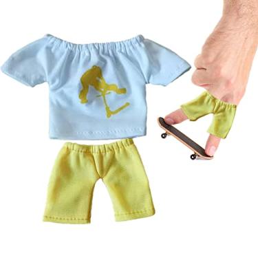 Imagem de Mini roupas com ponta dedo - camiseta dedo scooter skates ferramentas acessórios para crianças jogo brinquedo, brinquedos interativos movimentos lembrancinhas azul amarelo verNanyaciv