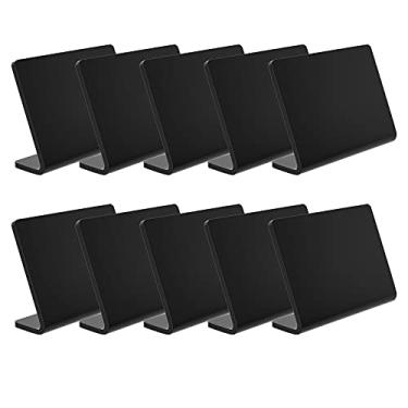 Imagem de Pacote com 10 mini placas de acrílico para comida, mini lousa de mesa AITEE preta, pequenos quadros-negros para casamentos, festas de aniversário, placas de quadro de mensagens, buffet, padaria e