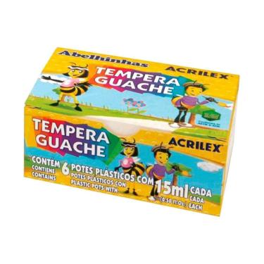 Imagem de Tinta Guache Acrilex Cores Sortidas 6 Unidades de 15ml cada