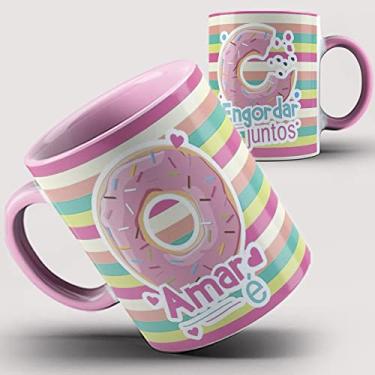 Imagem de Caneca rosa Amar é engordar Juntos 1