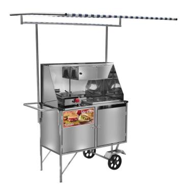 Imagem de Carrinho de Hot Dog + Lanche Luxo com Rodas Maciças e Toldo - Cefaz