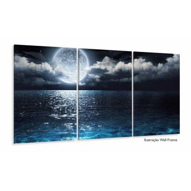 Imagem de Quadro Decorativo Lua Cheia Mar Noite 120x60 Sala Quarto