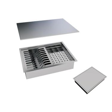 Imagem de Calha Úmida Canal Equipado Escorredor Louça Inox Embutido