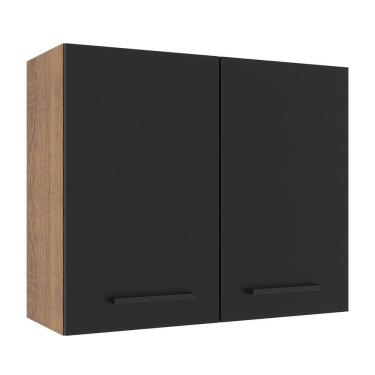 Imagem de Armário Aéreo Madesa Agata 80cm 2 Portas Rustic Preto