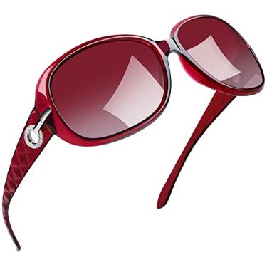 Imagem de Óculos de Sol Feminino, Joopin Óculos de Sol Polarizado Proteção UV, Óculos Escuros para Mulheres, Óculos de Sol Brilhantes de Rhinestone(Cristal Framboesa Rosa/Gradiente Vermelho)