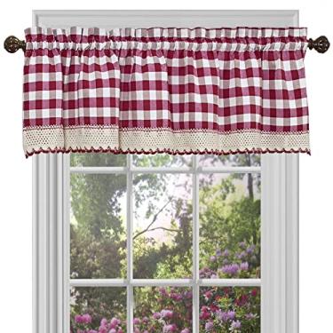 Imagem de Achim Home Furnishings Cortina de janela Valance Buffalo, 147 x 35 cm, vermelha
