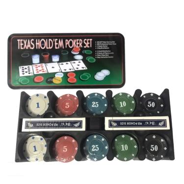 Jogo De Poker Texas Hold'em Poker Set Fichas Bralho E Toalha em