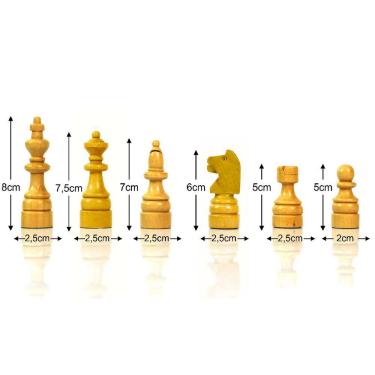 Imagem de Peças para Jogo de Xadrez em Madeira Chumbada Rei 8cm  C.120