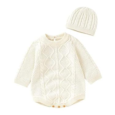 Imagem de Macaquinho de malha de algodão para bebês recém-nascidos com manga comprida para meninos e meninas (bege, 6 a 9 meses)