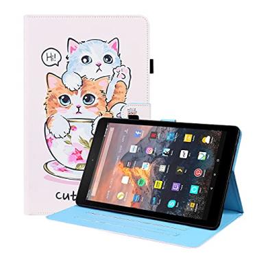 Imagem de YUNCHAO Caixa de telefone Para Amazon Fire HD 10 2019 Pattern Animal Horizontal Flip Caixa De Couro Com Holder & Card Slots & Follow Frame & Sleep/Wake-up Função capa para celular