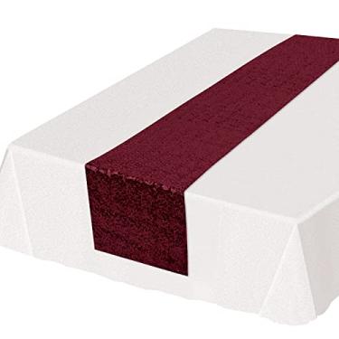 Imagem de Beistle Corredor de mesa com lantejoulas brilhantes para recepção de casamento de aniversário, chá de bebê, utensílios de mesa de eventos de festa, 28,5 x 190,5 cm, vinho
